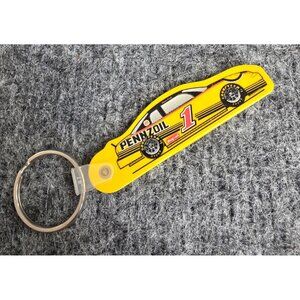 Pennzoil Racing Car Keychain - Yellow & Black - NASCAR Design